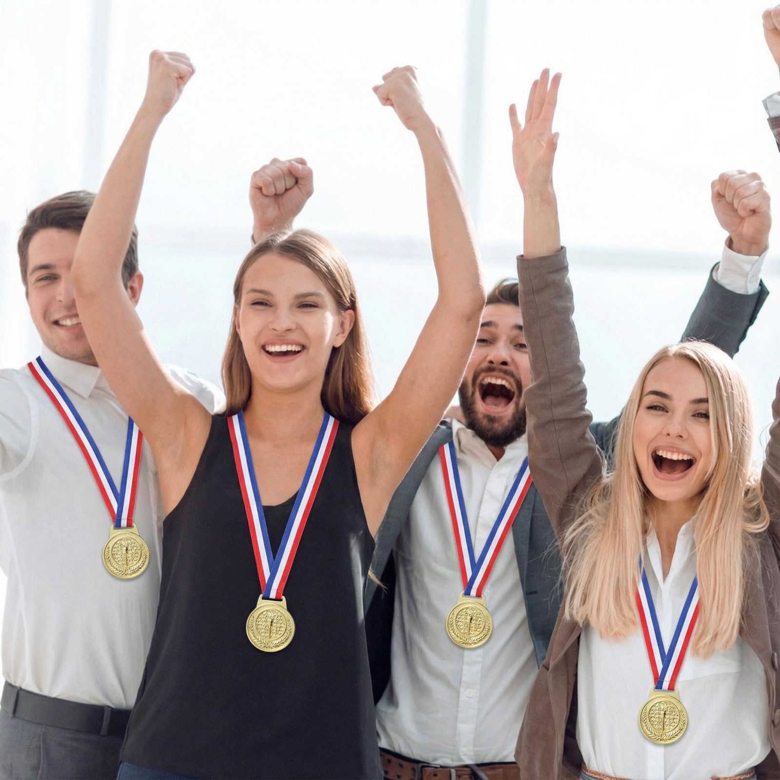 Quelay Medaglie del premio dell'oro 2 pollici del premio del primo posto del metallo del vincitore del metallo con i premi dei nastri del collo per le competizioni di partecipazione per il calcio