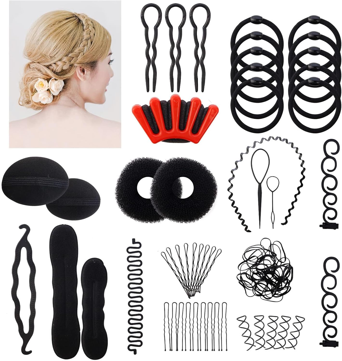 KASTWAVE Hair Styling Set Hair Design Styling Tools DIY Hair Hairdresser Kit Hair Braiding Tools Magic Simple Fast Hairstyle Maker Tools Hair Modelling Accessories Hair Twist Tools for Girls Women