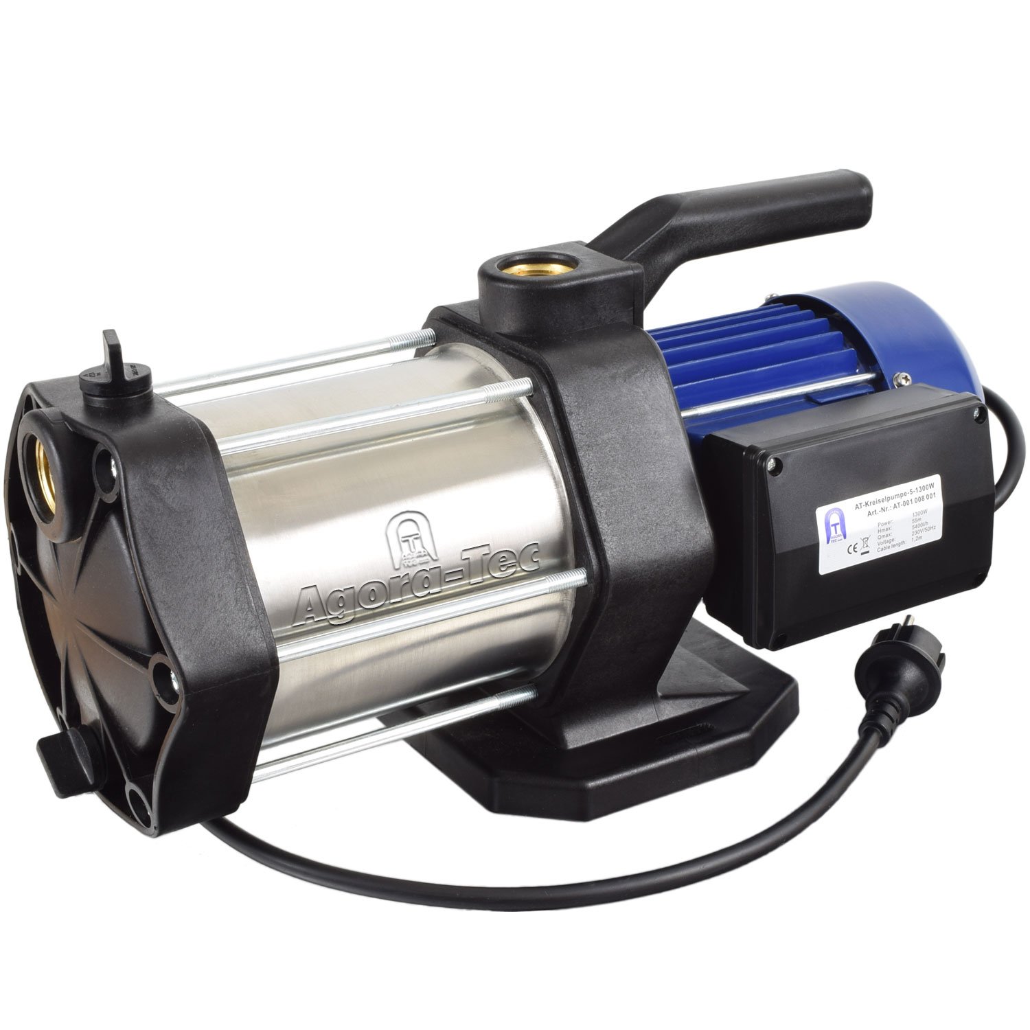Agora-Tec® mehrstufige Kreiselpumpe-5-1300W-1L mit Vorfilter