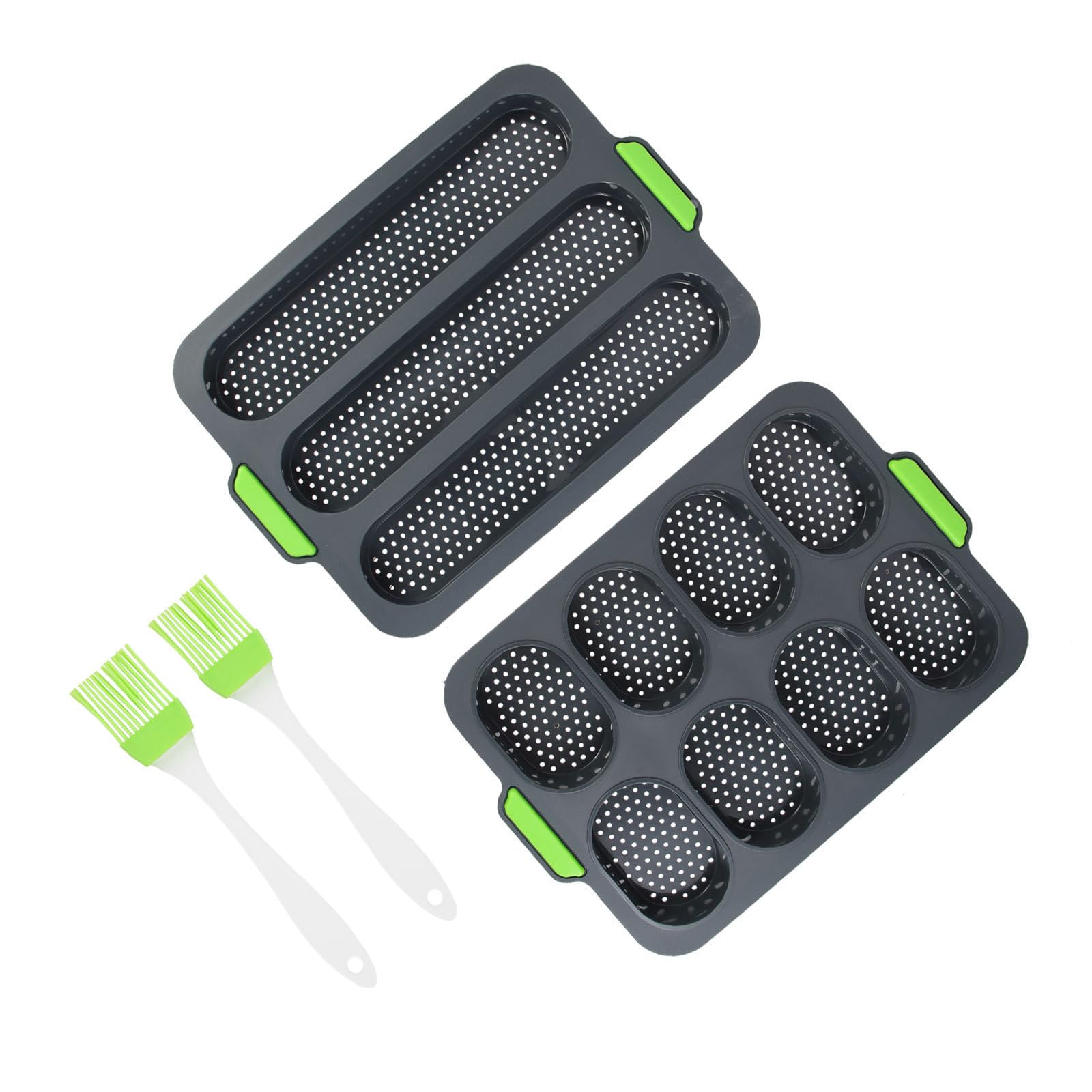 ABOOFAN Molde de Pan de Silicona para Hornear 8 Cavidades y 3 Ranuras para Baguette, Herramienta para Mejorar Habilidades de Panadería DIY y Profesional