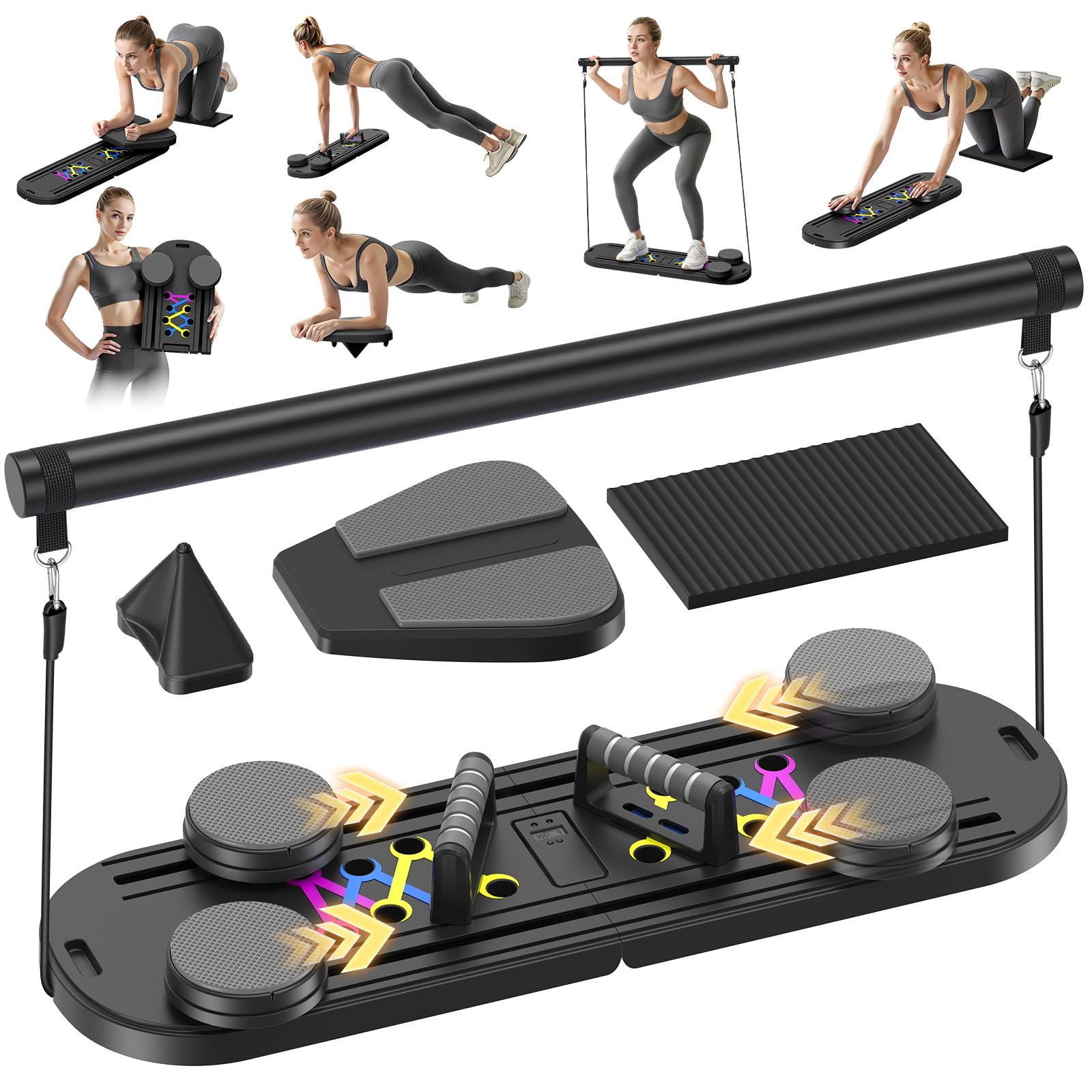 Photo 1 of ***DAMAGED TO HANDLE*** MOVOCA Pilates Board, Foldable Pilates Reformer Equipment with Timer, Multi-Purpose Portable Pilates Reformer Machine Home Pilates Kit for Home Workout, Fitness, Exercise, Abs, Core Equipment