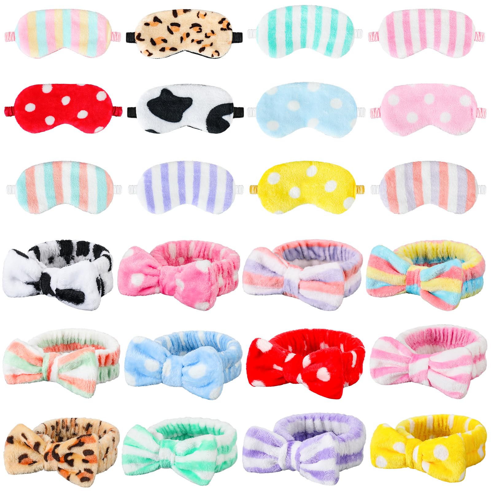 Xuhal 24 cerchietti per capelli da donna, per il trucco, per lavare il viso, per dormire, per spa, feste, regali di compleanno a pois e strisce