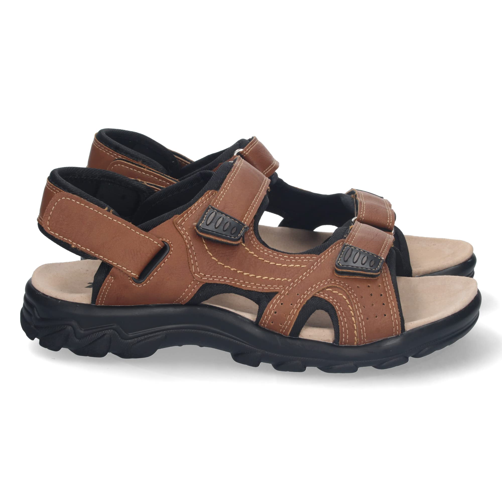 shoes&blues.es Sandalia Plana de Hombre, Comoda, Abierta, con Planta de Piel, y Cierres de Cierre autoadherente, Primavera Verano 2023