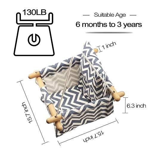 Miniatura 3 de KINSPORY Asiento columpio colgante para bebé, silla hamaca de lona segura con cojín de respaldo suave, accesorios de instalación incluidos