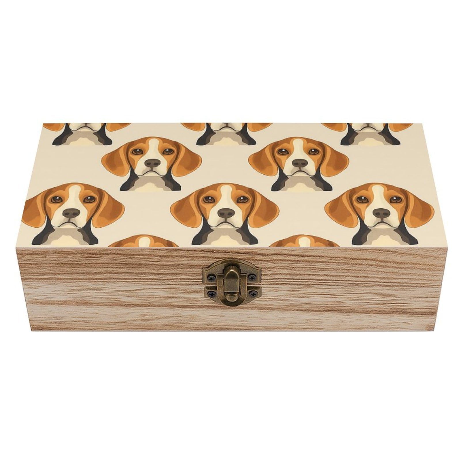 SMAZDFXX Lovely Beagle Puppy Wooden Storage Box Multipurpose Decorative Box for Jewelry Photo Home Decor
