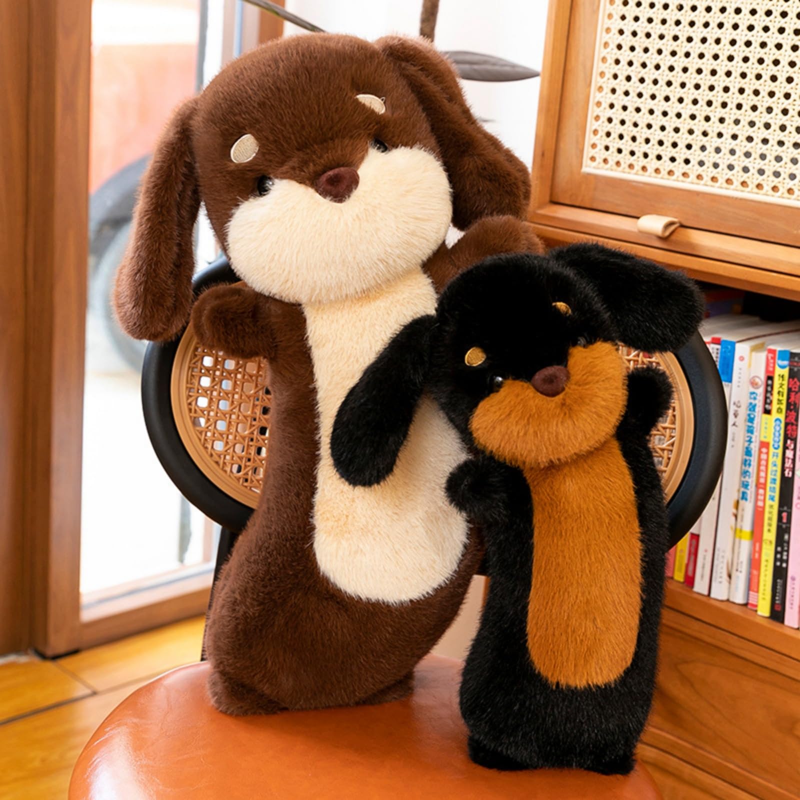 champracer Kuscheltier Hund Dackel schwarz-braun Plüsch Hund Simuliertes Dackel Hund Plüschtier Flauschige und Weiches Geschenke für Kinder Jungen Mädchen (80cm,Schwarz)
