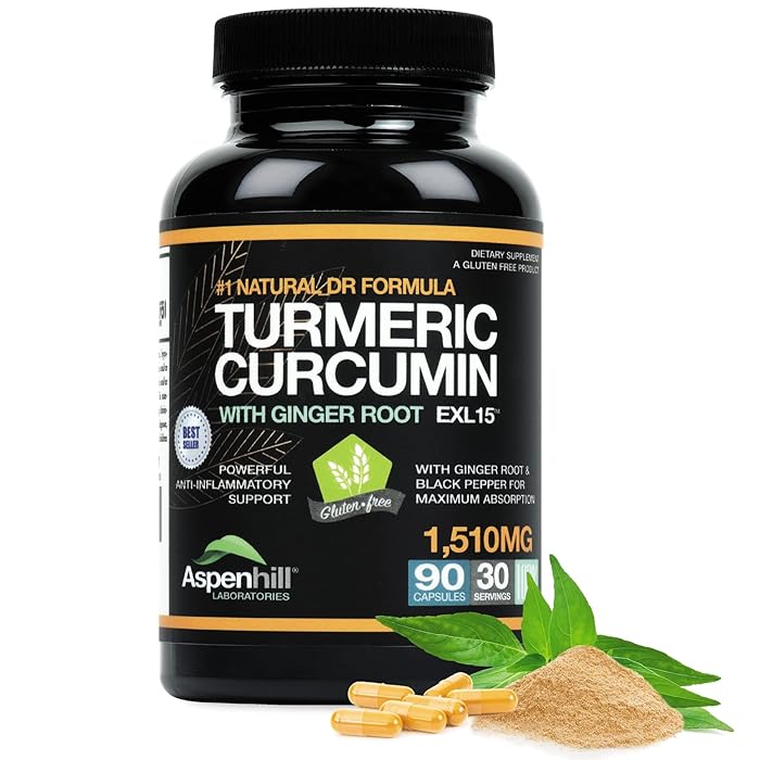 Buy Turmeric Curcumin and Ginger with BioPerine, Large 1510mg Natural