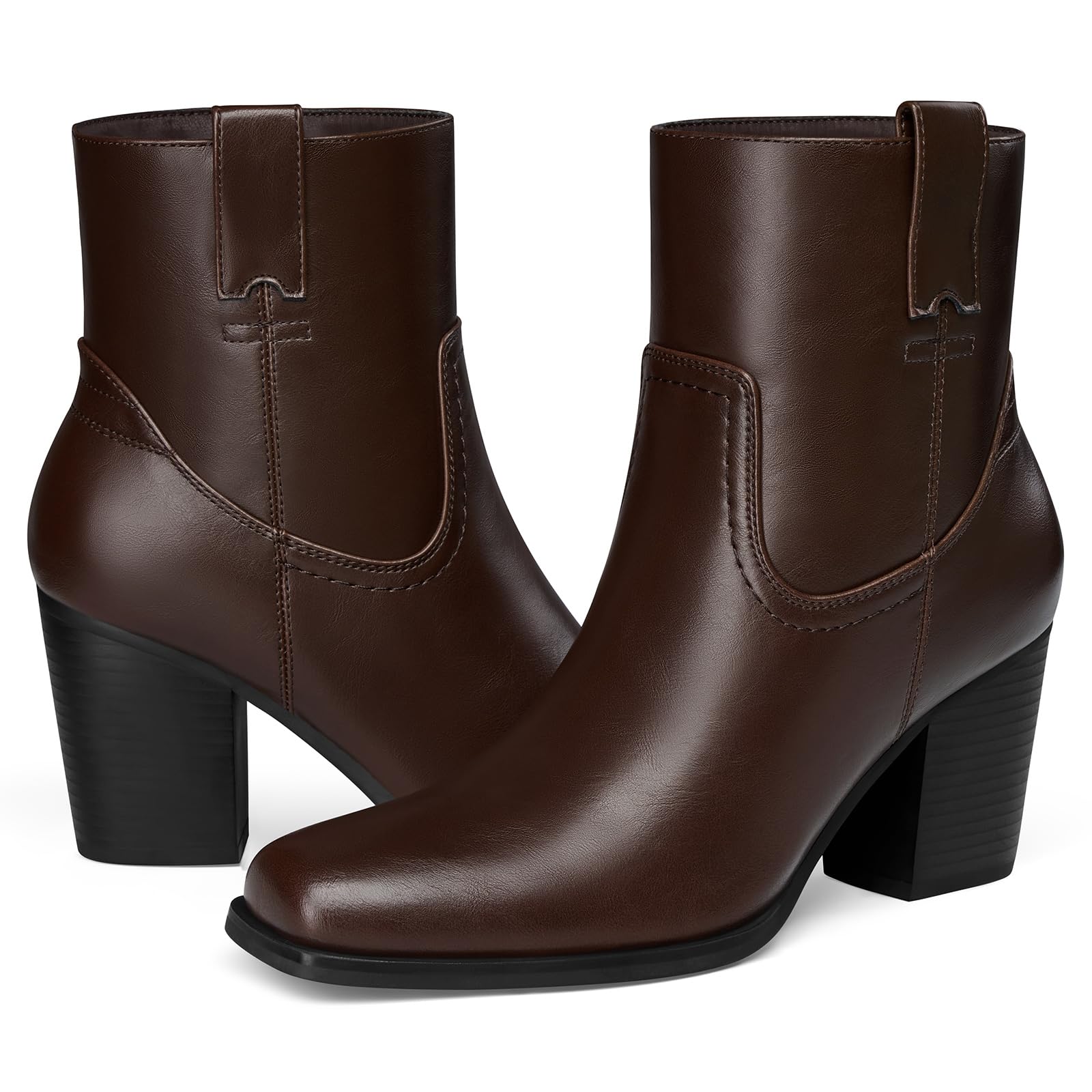 Women Heel Ankle Boots: 3.15 In Comfort Chunky Heels Boots