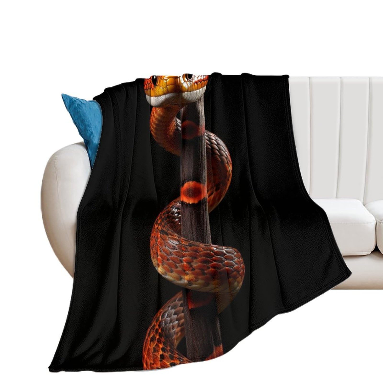 Couverture serpent orange en flanelle de qualité supérieure et douce