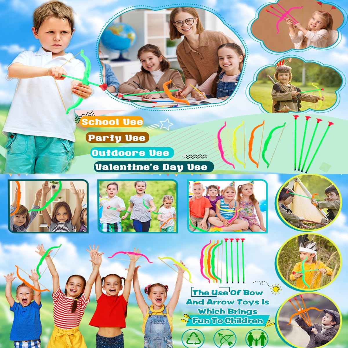 20 Piezas Conjunto de Arco y Flecha para Niños, Juguete de Tiro con Arco de Plástico, Mini Arco y Flecha de Juego para Niños, Niñas, Regalos de Cumpleaños de Juegos Deportivos Divertidos