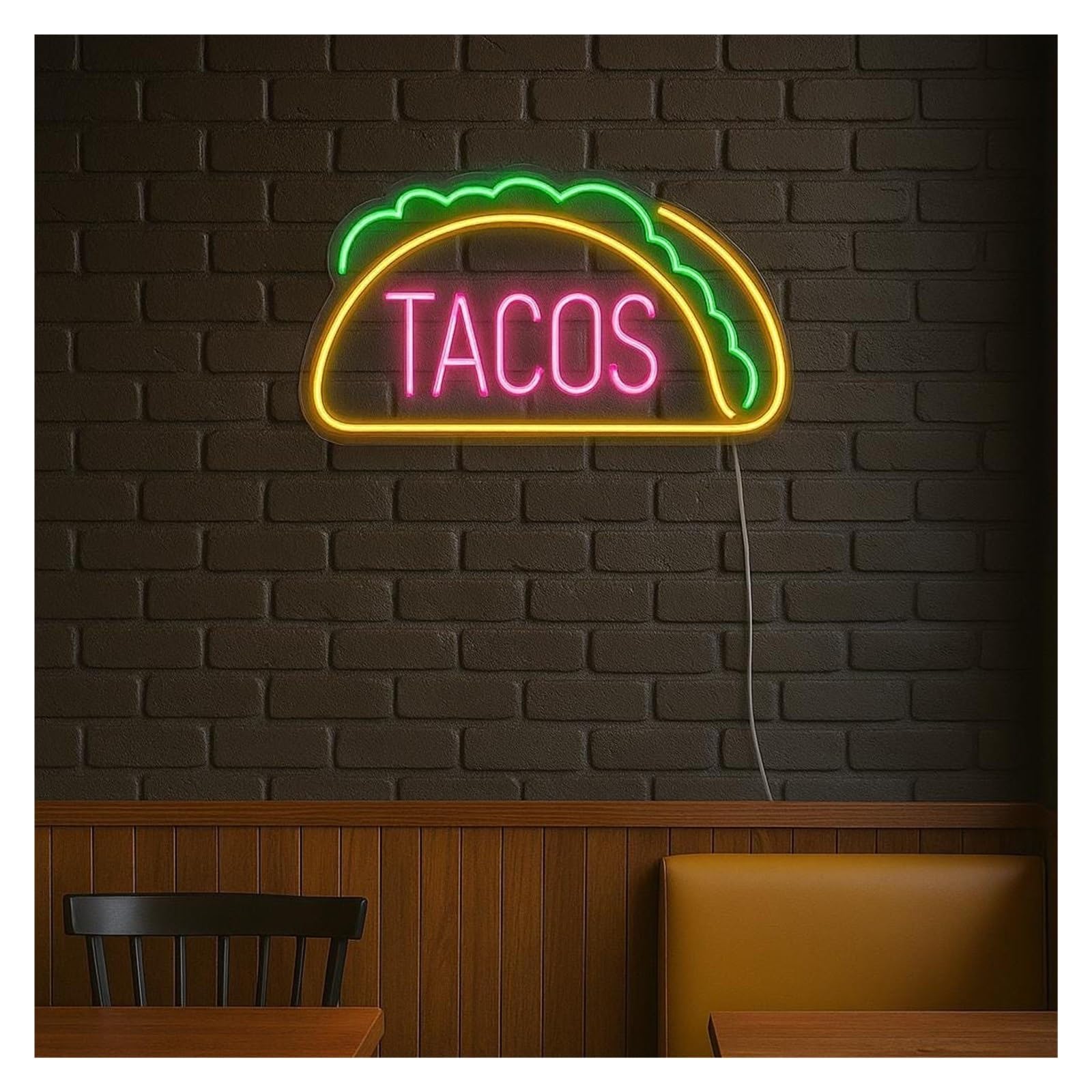 SHOUXI Sign Lamp Tacos Neon Sign, Suitable for Restaurant, Kitchen Decor with Dimmable 38cm