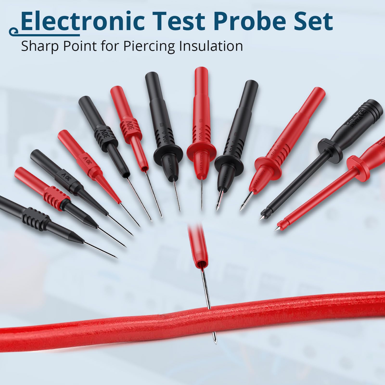 Kit puntali multimetro 27PCS, cavi digitali, sonde perforazione, morsetti coccodrillo gancio pinzette
