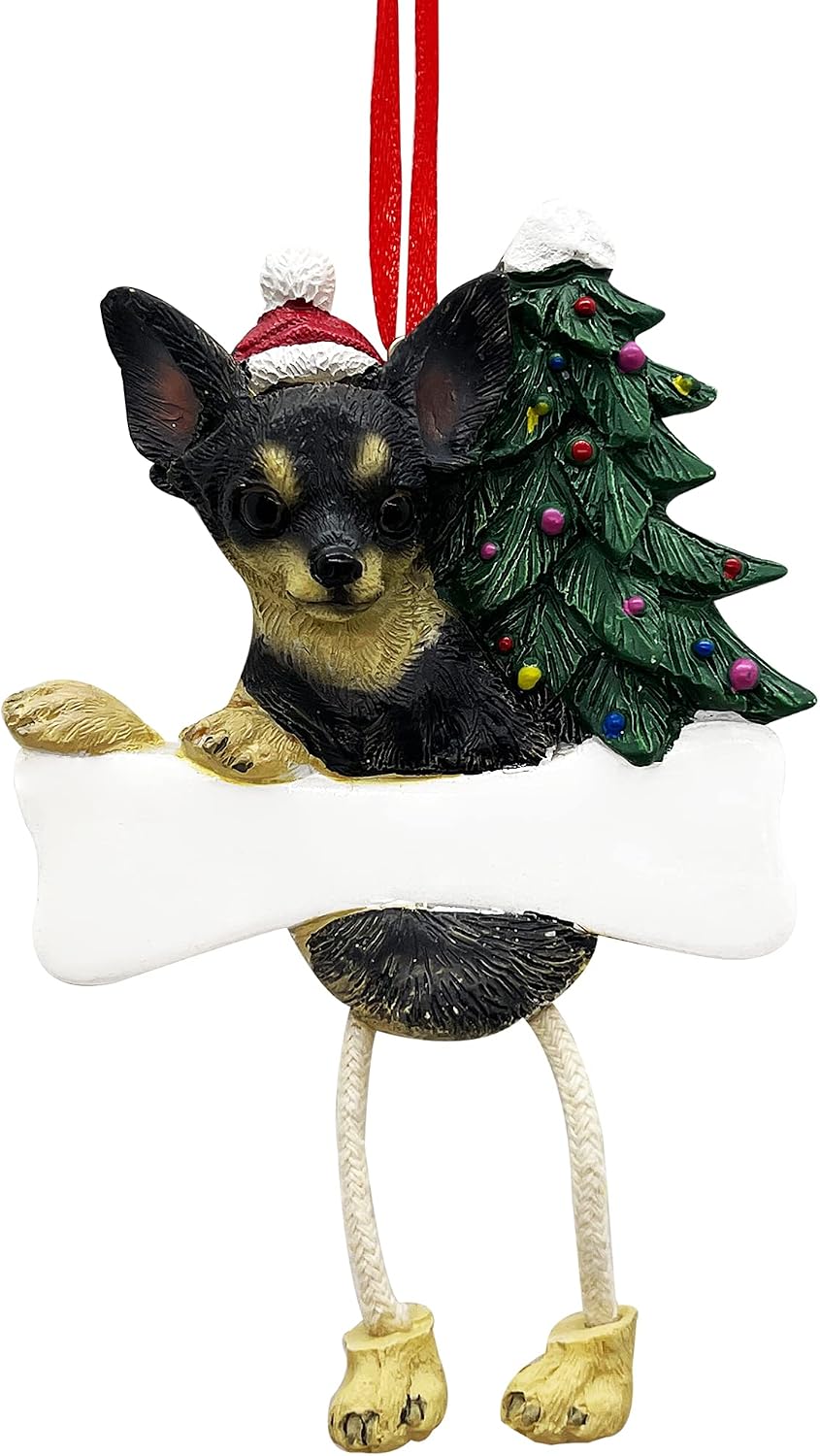 Chihuahua Ornament with Unique "Dangling Legs" Hand Painted and Easily Personalized Christmas Ornament