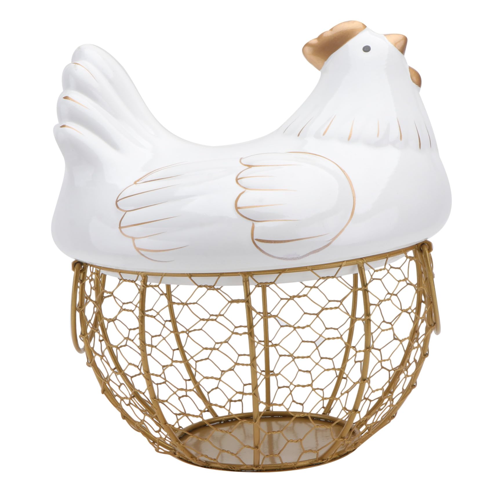 Cesta de hierro Mipcase para huevos: organizador de cocina con tapa de pollito y gran capacidad