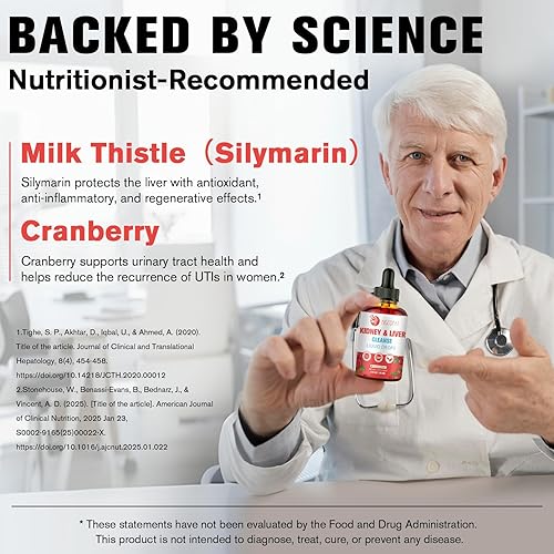 Miniatura 4 de Gotas de desintoxicación y reparación 29 en 1 de limpieza de riñón e hígado, suplemento de arándano y cardo mariano de alta absorción, soporte de