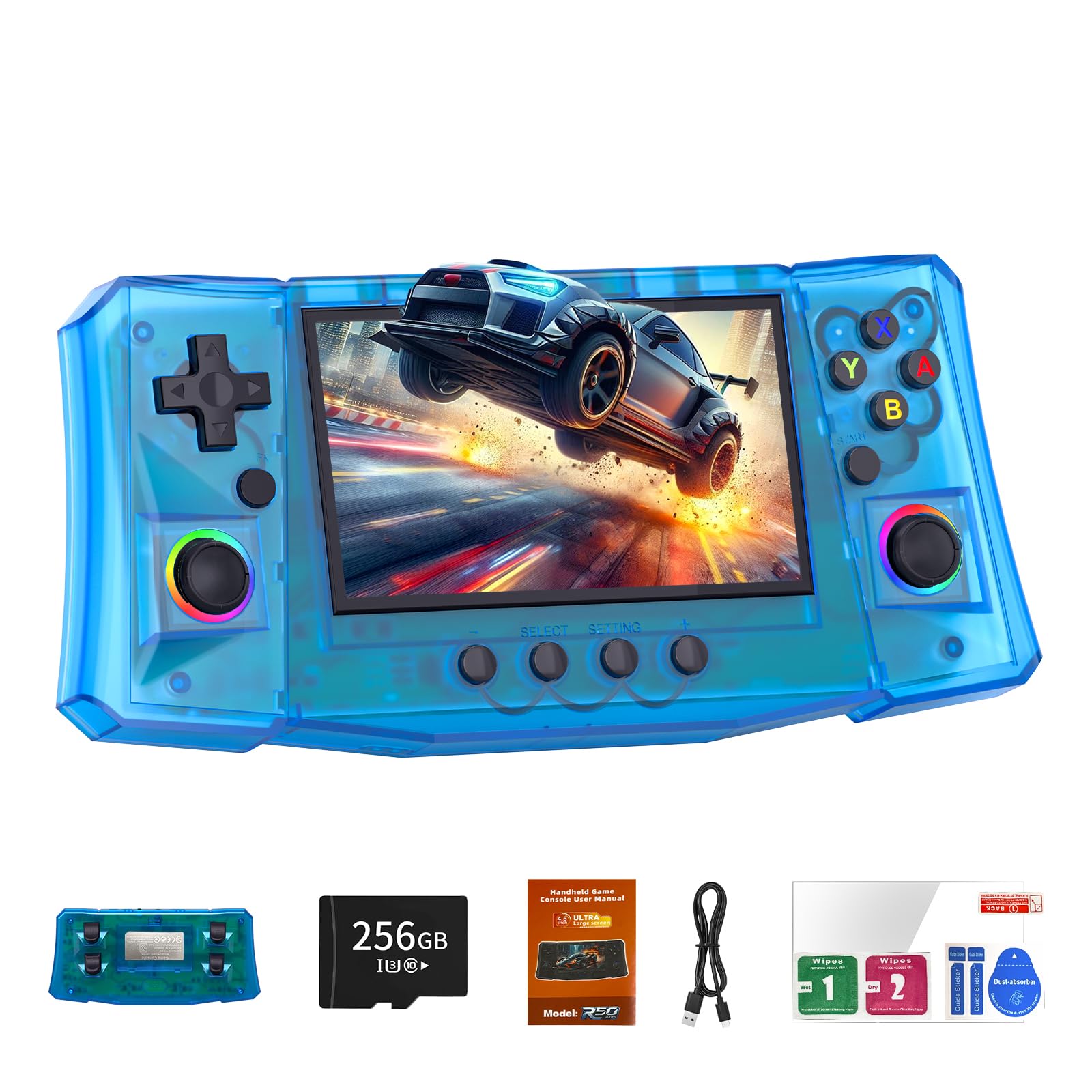 RegiisJoy R50 Ultra 50000 in 1 Handheld Game Console, 4.5 Inch IPS Screen Retro Gaming Consoles Main Emulators