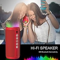 Vista 7 de Ortizan Portable Bluetooth Speaker: IPX7 Waterproof, 24W Loud Sound, Deep Bass, Bluetooth 5.3, LED Lights, Wireless Stereo Pairing, 30H Playtime