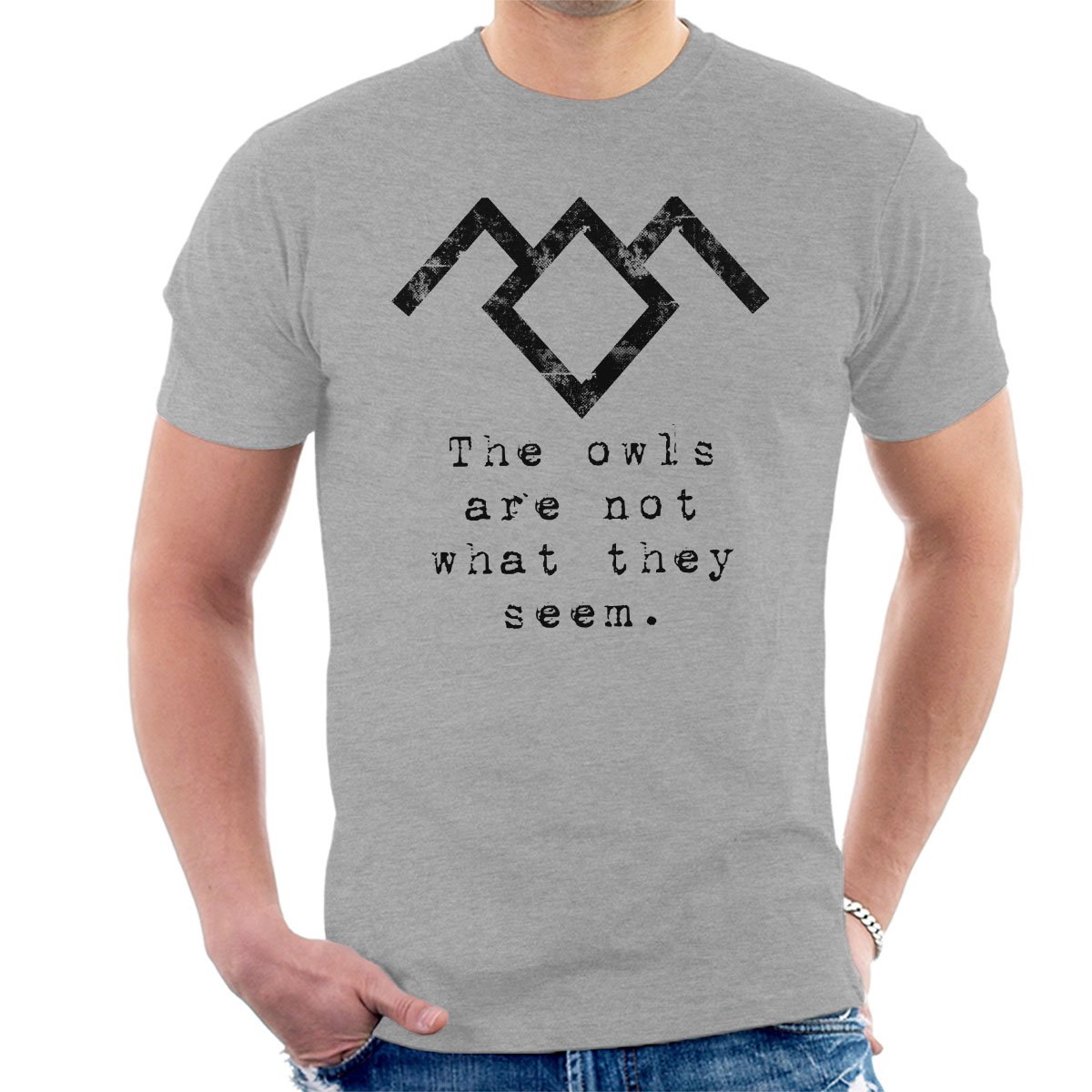 Cloud City 7 Men's Heather Grey The Owls Are Not What They Seem Twin Peaks T-Shirt