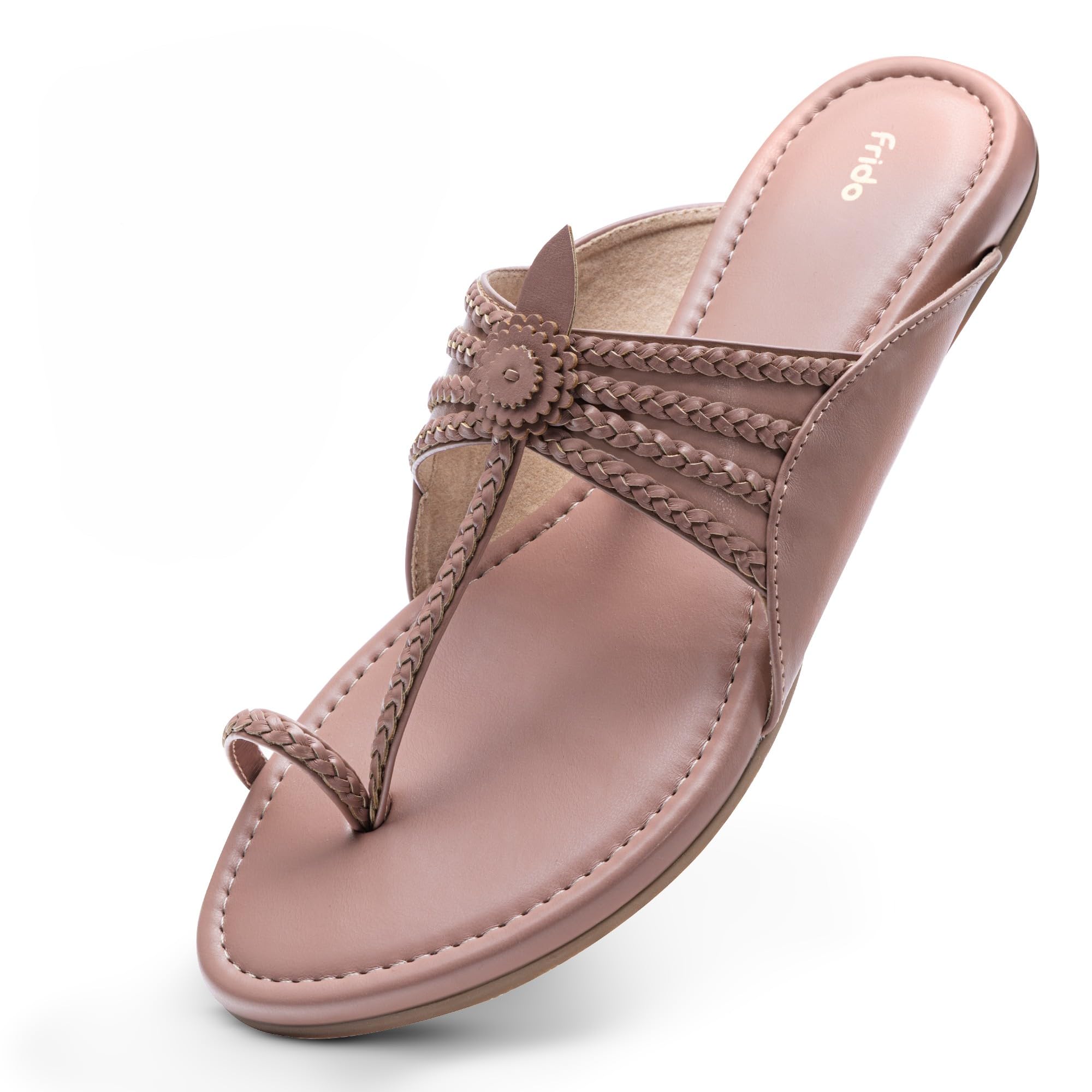 frido Women's Ethnic Comfort Flat Sandal | Traditional Kolhapuri Footwear | Cushioned Comfort Sandals For Women | Anti-Skid Zero-Drop Sole For Pain-Free Walking | Stylish Flats With All-Day Support-picture-2