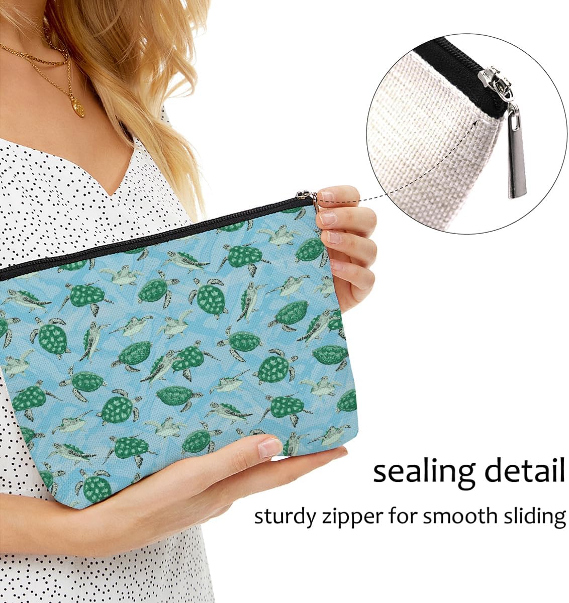 Sea Turtle Makeup Bag Sea Turtle Gifts Travel Accessories Bag Turtle Stuff Mothers Day Christmas Birthday Gift Ideas for Women Animal Lovers Grandma Teen Girls Girlfriend Friendship Appreciate Gift - Image 6