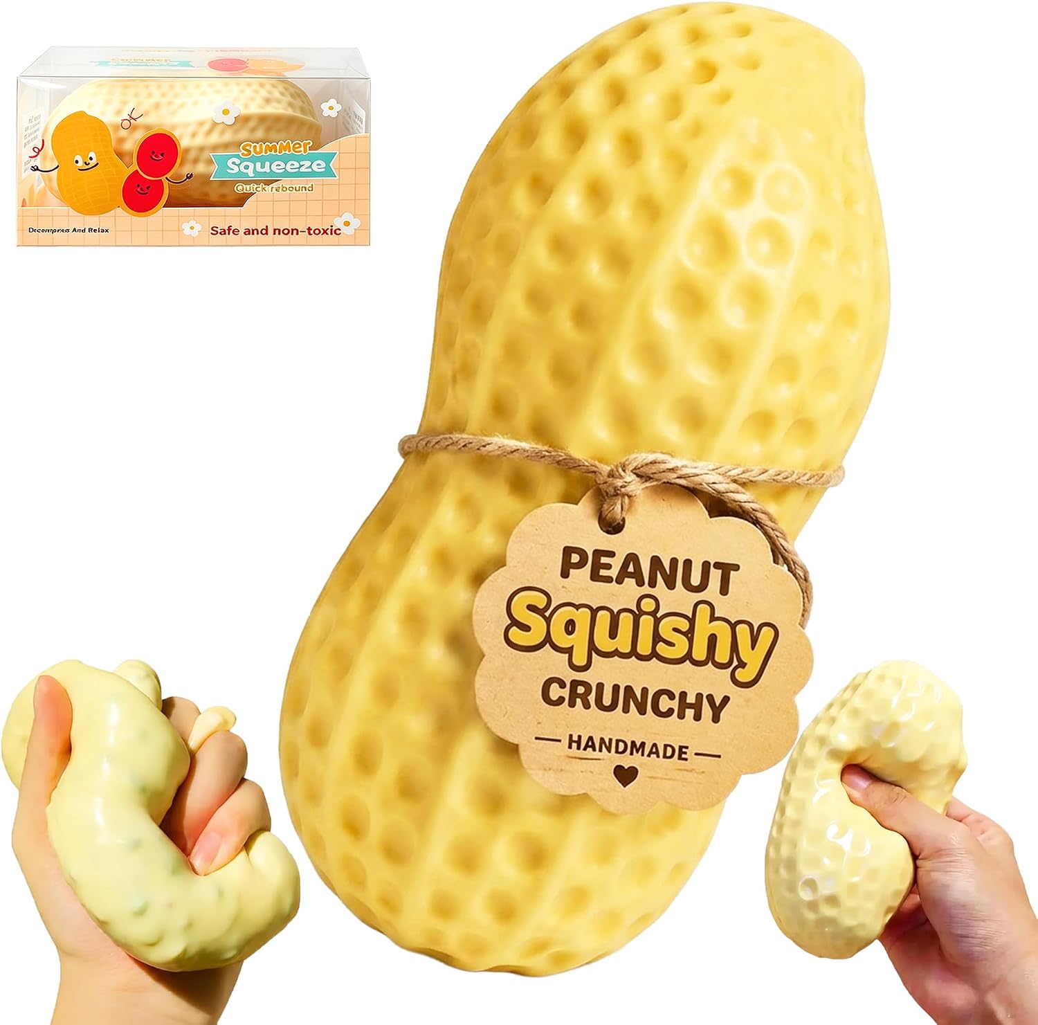 Crunchy Peanut Squishy Toys, Slowing Rising Squeeze Stress Relief Toy | Soft Durable TPR Material,Squeeze Crunchy Squeak Sound,Fun Squishy Peanut Fidget Toy for Office,Ideal Gift for Kids & Adults