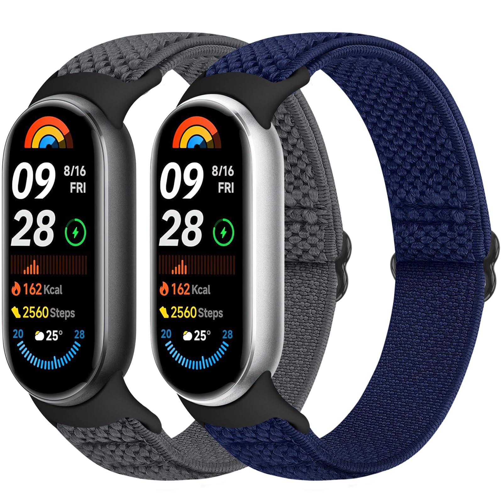 Runostrich Elastic Nylon Watch Strap Compatible with Xiaomi Smart Band 10/9/8 Sports Strap Soft Watch Band Adjustable Replacement Band for Women Men