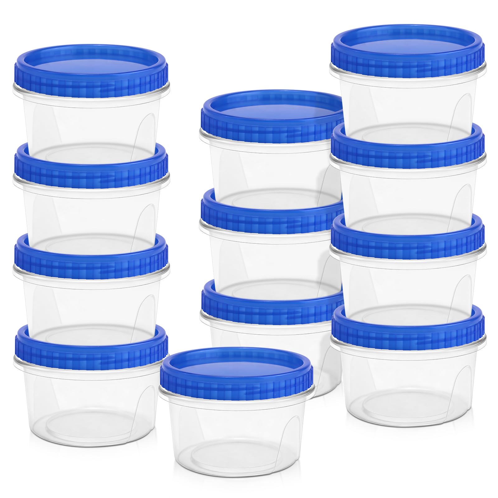 ISUSSER 12 Pack Freezer Containers with Lids, 16 Oz Stackable Reusable Plastic Storage Container, Airtight Plastic Food Storage Containers with Twist