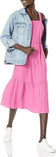 Miniatura 4 de Tienda Essentials - Vestido midi de verano para mujer, de sarga, fluido, escalonado