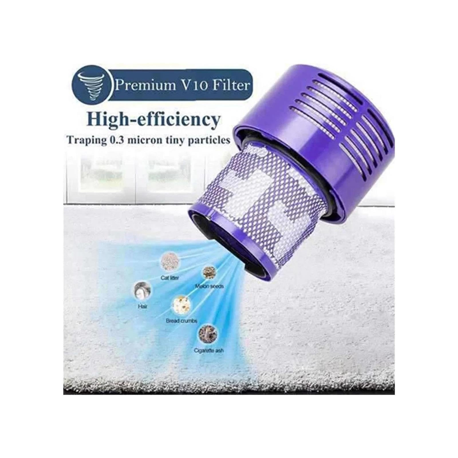Repuesto de filtro ciclónico lavable, contenedor de basura for polvo, varilla inalámbrica, repuestos de aspiradora compatibles con Dyson V10(1pcs6)
