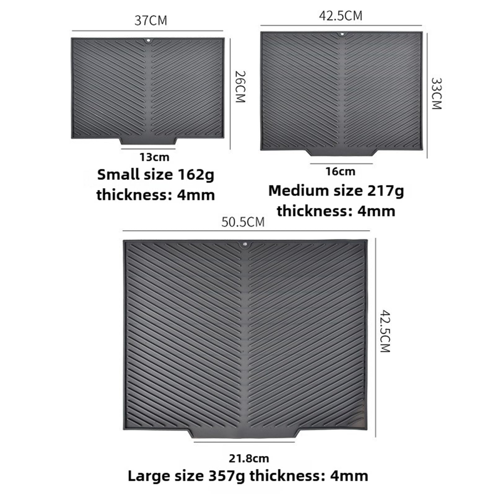 Silikon-Untersetzer-Set, Abtropfmatte aus Silikon, 3er-Pack, Mehrfarbig, mehrere Größen, rutschfest, Abtropffläche, hitzebeständig