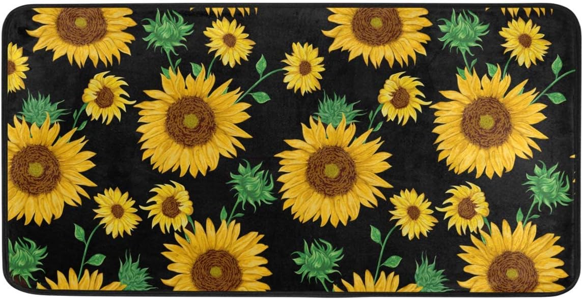 Door Mat Entry Rug Outdoor Indoor Floral Flower Sunflower