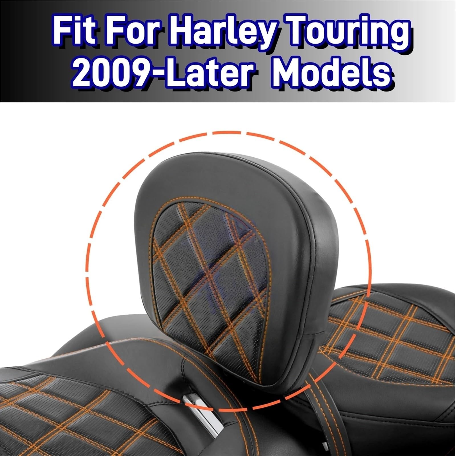 drążek Sissy z bagażnikiem Pasuje do Harley Touring Ultra Limited Road King FLHR FLHX 2009-2023 przedni kierowca kierowca oparcie Pad motocykl(Orange)