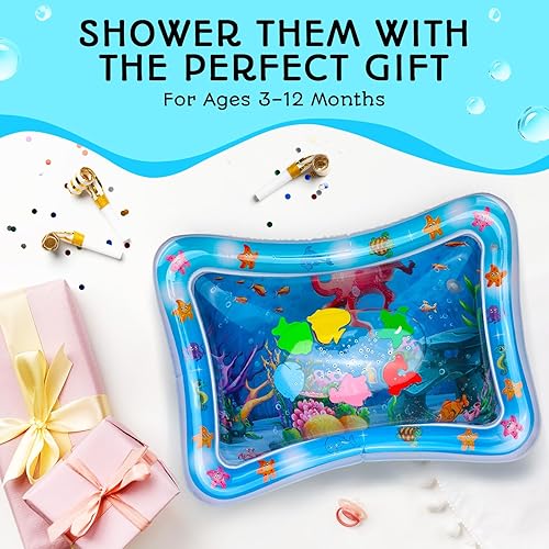 Miniatura 8 de AVEC MAMAN Tapete de agua para el tiempo de barriga, almohadilla inflable de juego de agua para bebés, tapete sensorial para jugar en el suelo, 100%