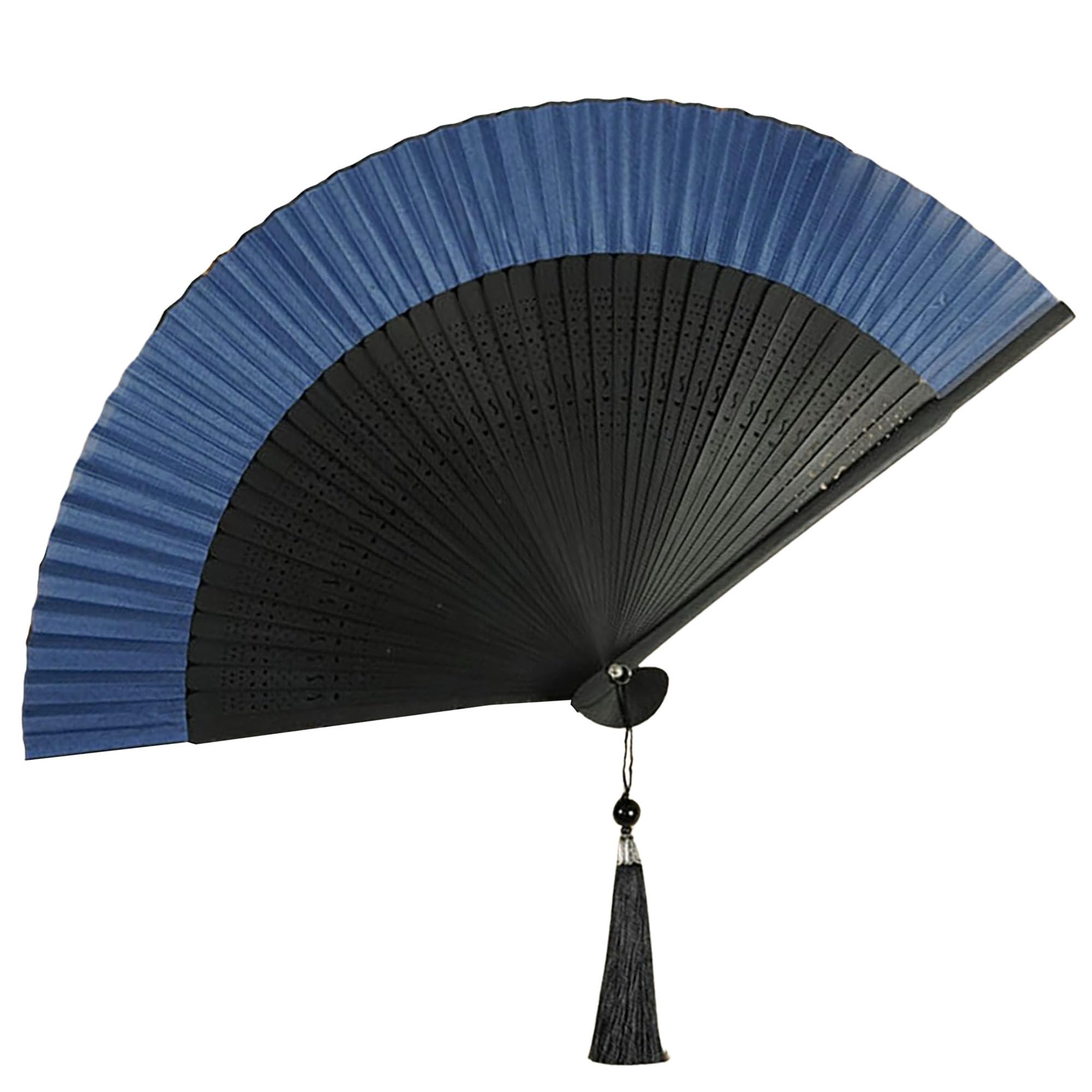 GFM® Bamboo Silk Handheld Folding Hand Fan for Summer, Wedding-Navy Blue-(GG-FLSLK-F38A-05-KLGHNL) — image 1