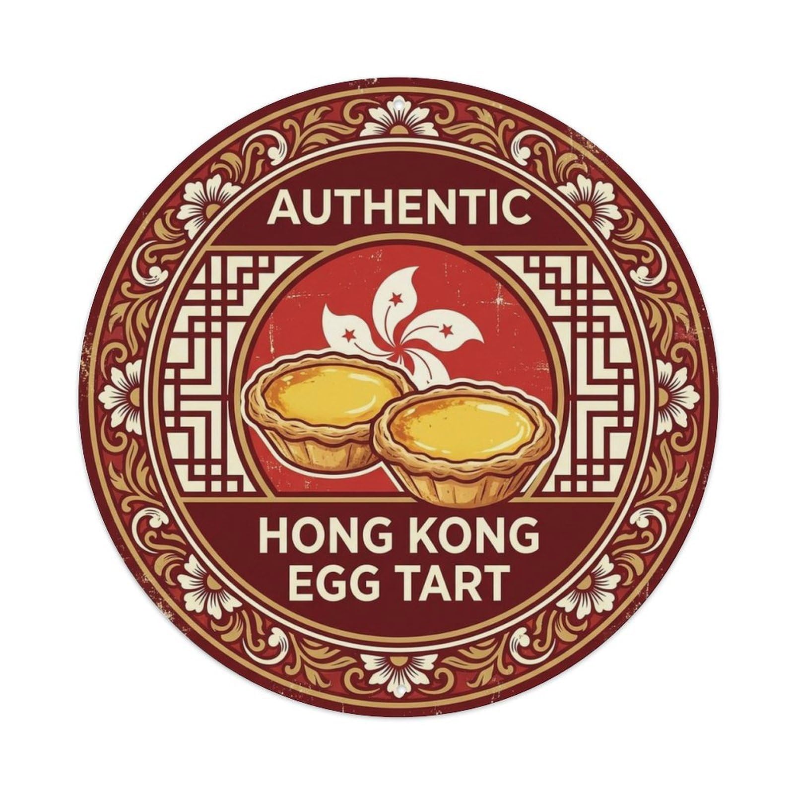 Hong Kong Travel Egg Tart Hong Kong Dessert Cuisine Metal Tin Sign