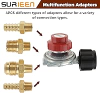 Vista 4 de Kit de válvula reguladora de propano ajustable de alta presión de 0-20 PSI, kit de válvula reguladora QCC1/Tipo 1 con accesorio de abocinado macho