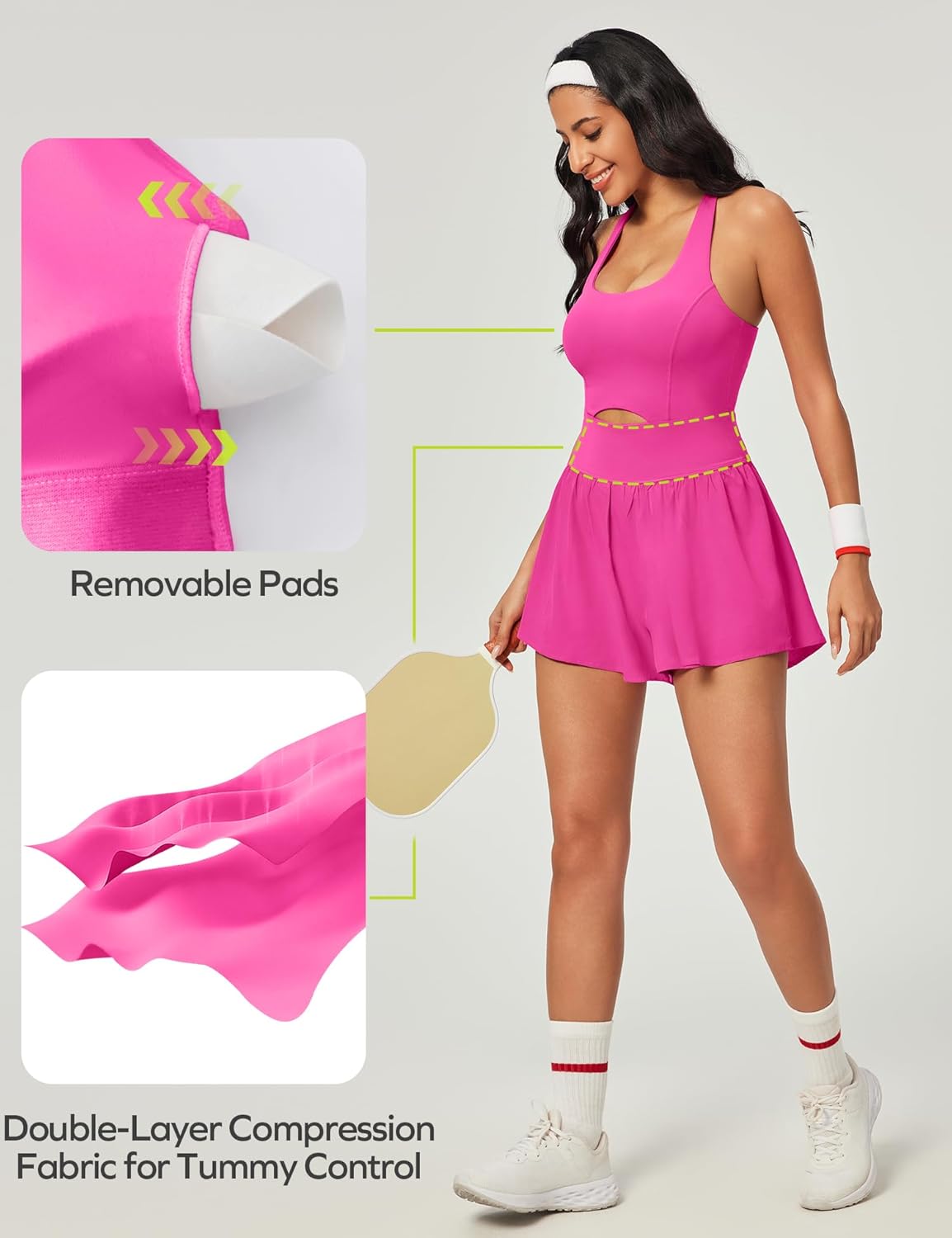 Ewedoos Womens Workout Romper for women 2025 Padded Athletic Romper One Piece for Women Gym Running summer Jumpsuit Clothes - Image 4