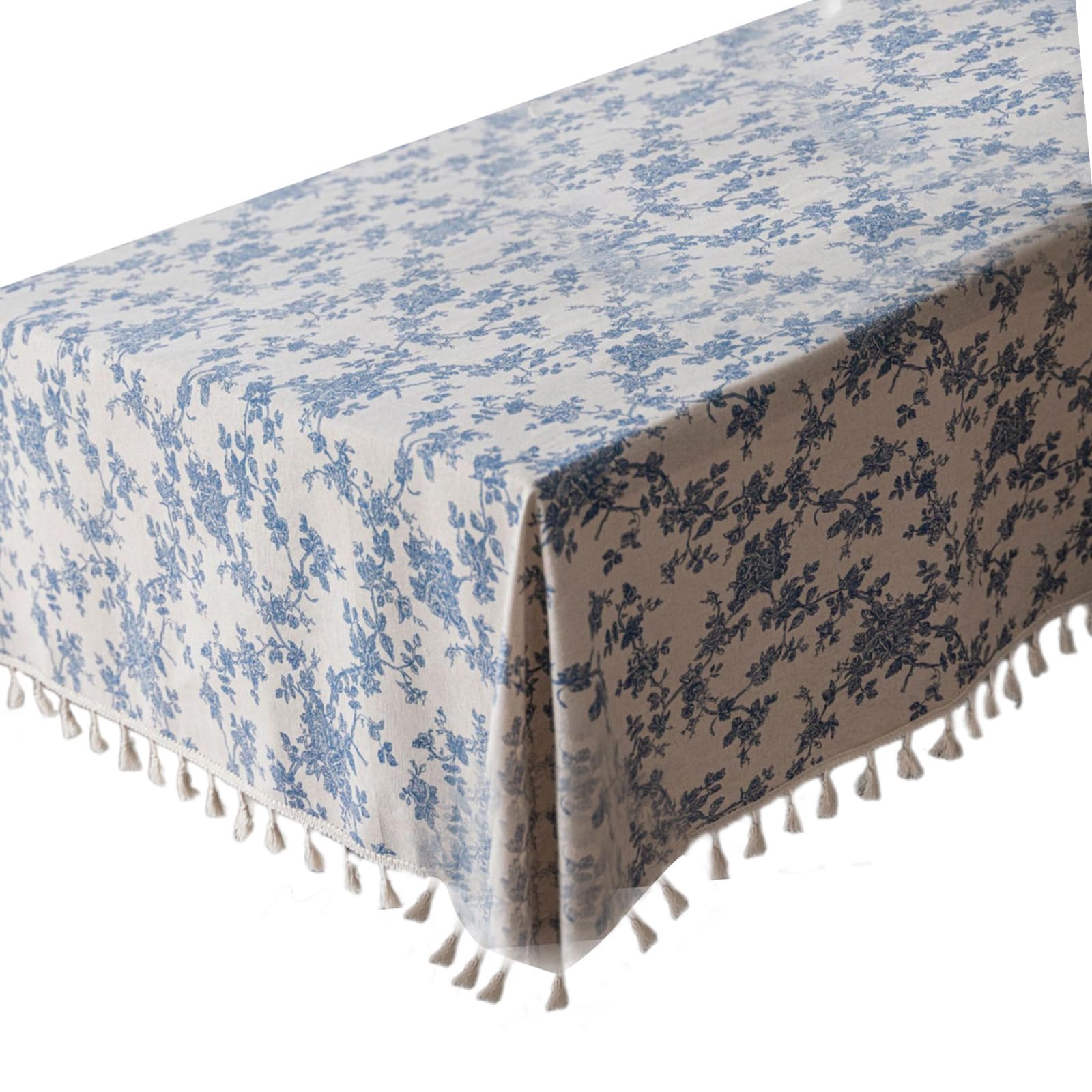 Tsophreniq And White Print Farmhouses Tablecloth Cotton Linen Materials Multiple Dining Table Size Wrinkleproof Cotton Table Cover