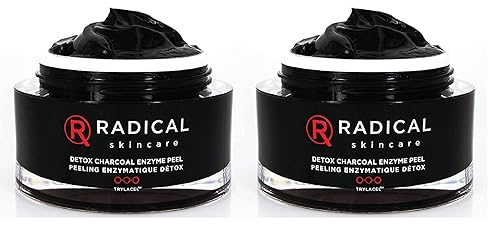 Radical Skincare Detox Charcoal Enzyme Peel - Potente fórmula con 11 enzimas de frutas para una máxima exfoliación, para todo tipo de piel,