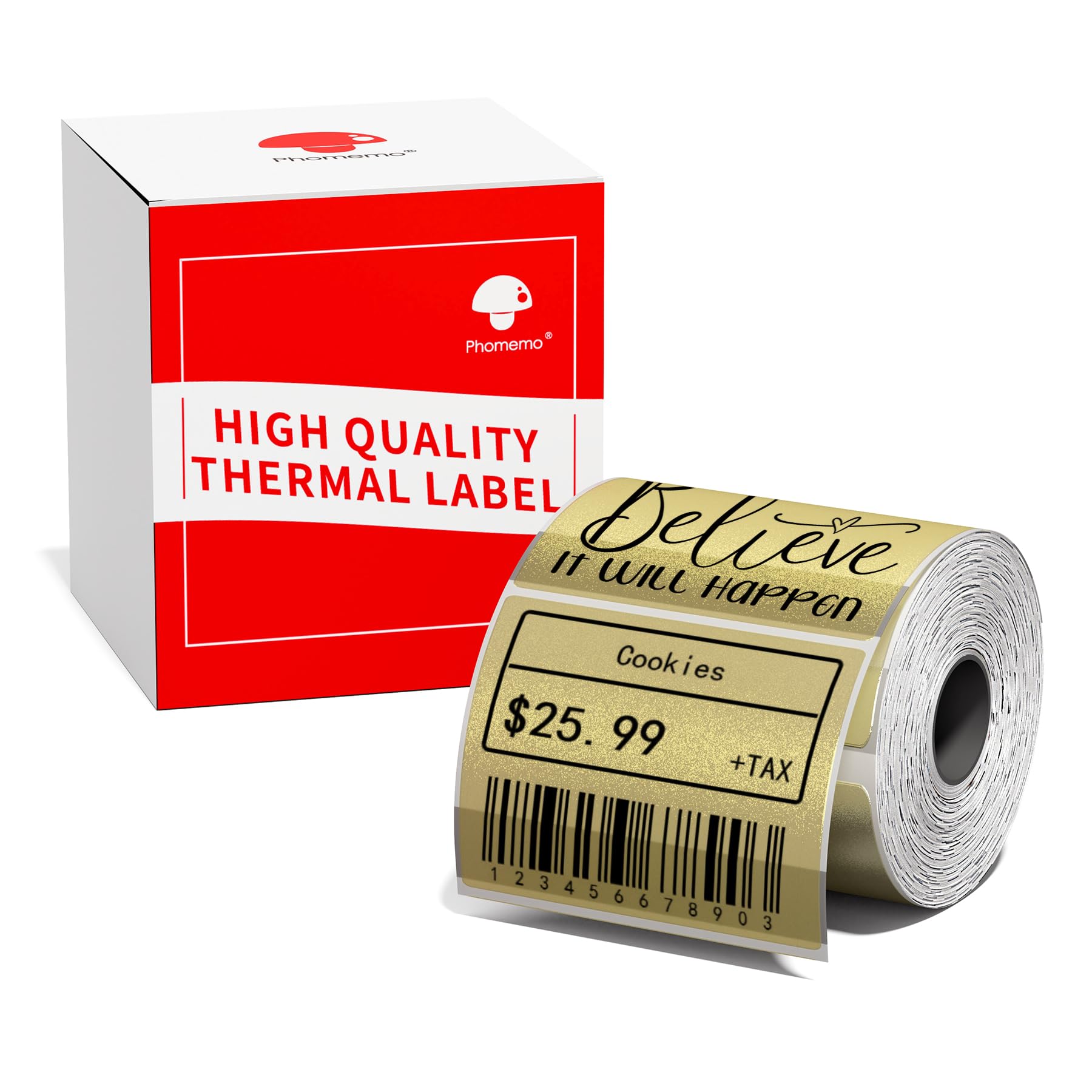 Phomemo M110 M108 M100 M120 M200 M220 M221 Thermal Label - Self-Adhesive, Gold Labels 40mm*30mm (230 Labels, 1 Rolls) โ image 1