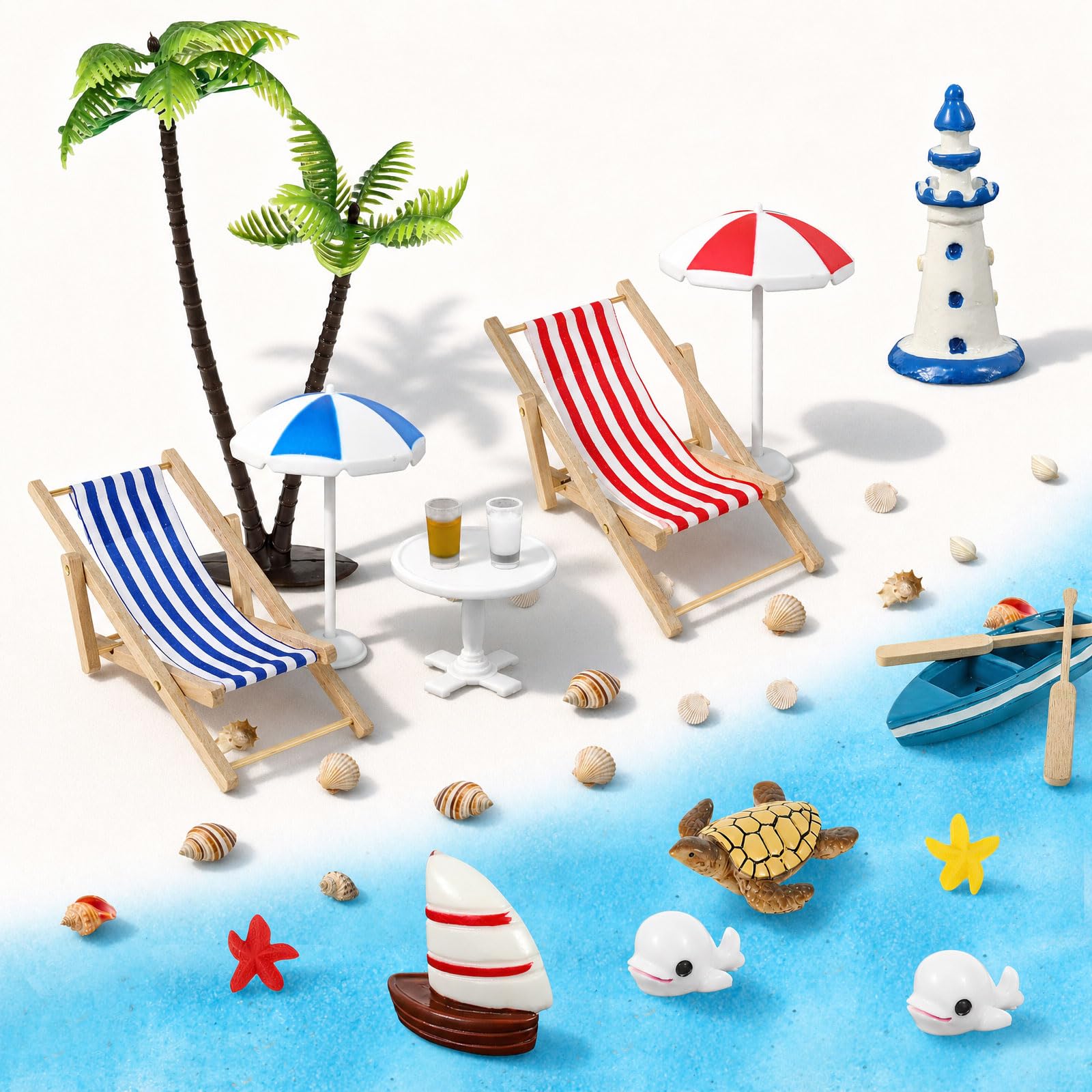 Mini Beach Micro Landscape Kit DIY Fairy Garden Set 34 pack