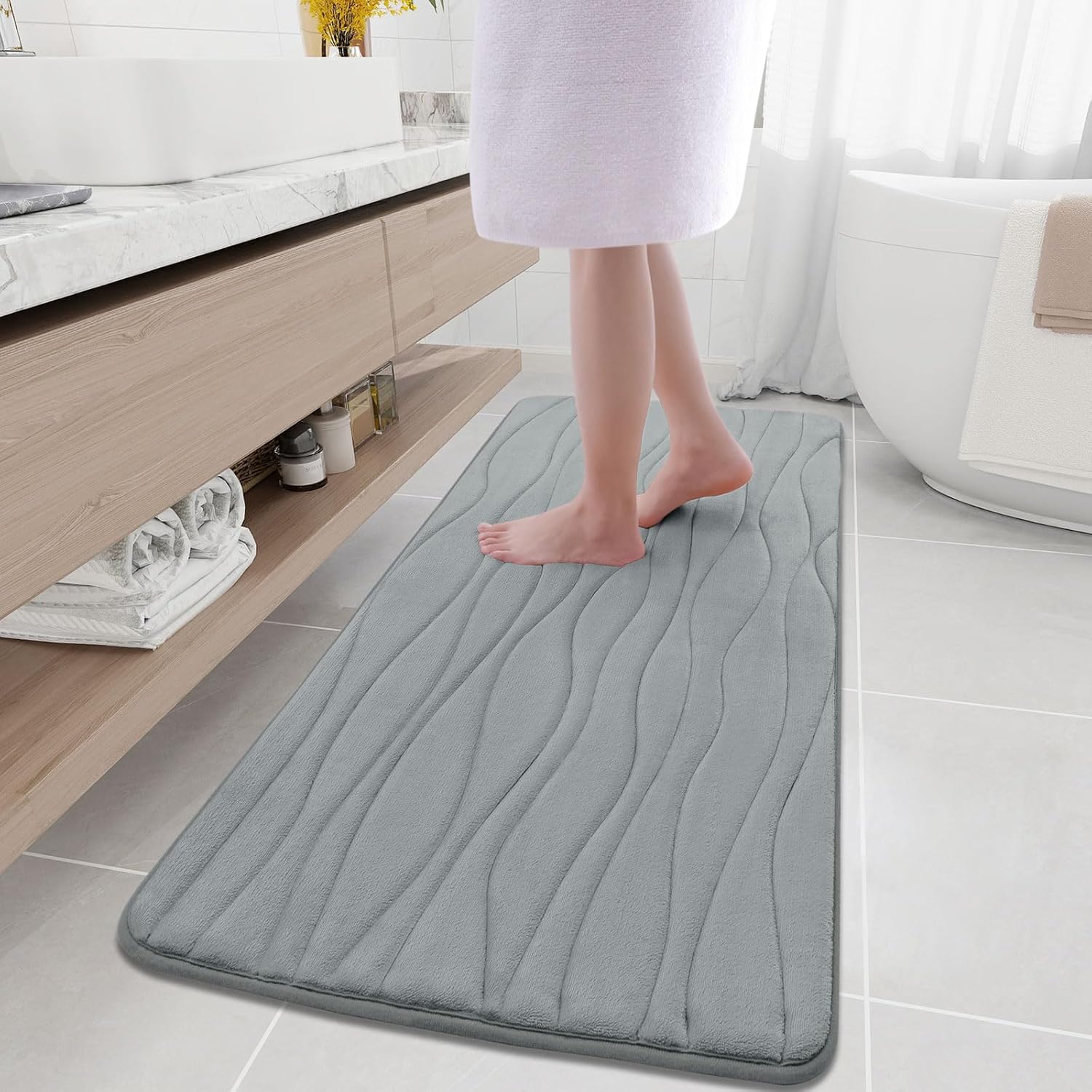 Buganda Memory Foam Bathroom Rug Mat 59x24, Extra Soft and