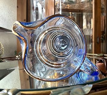 ローマングラス 青と黒のストライプ模様 ガラス花瓶 ローマングラス 青と黒のストライプ模様 ガラス花瓶 Amazon.co