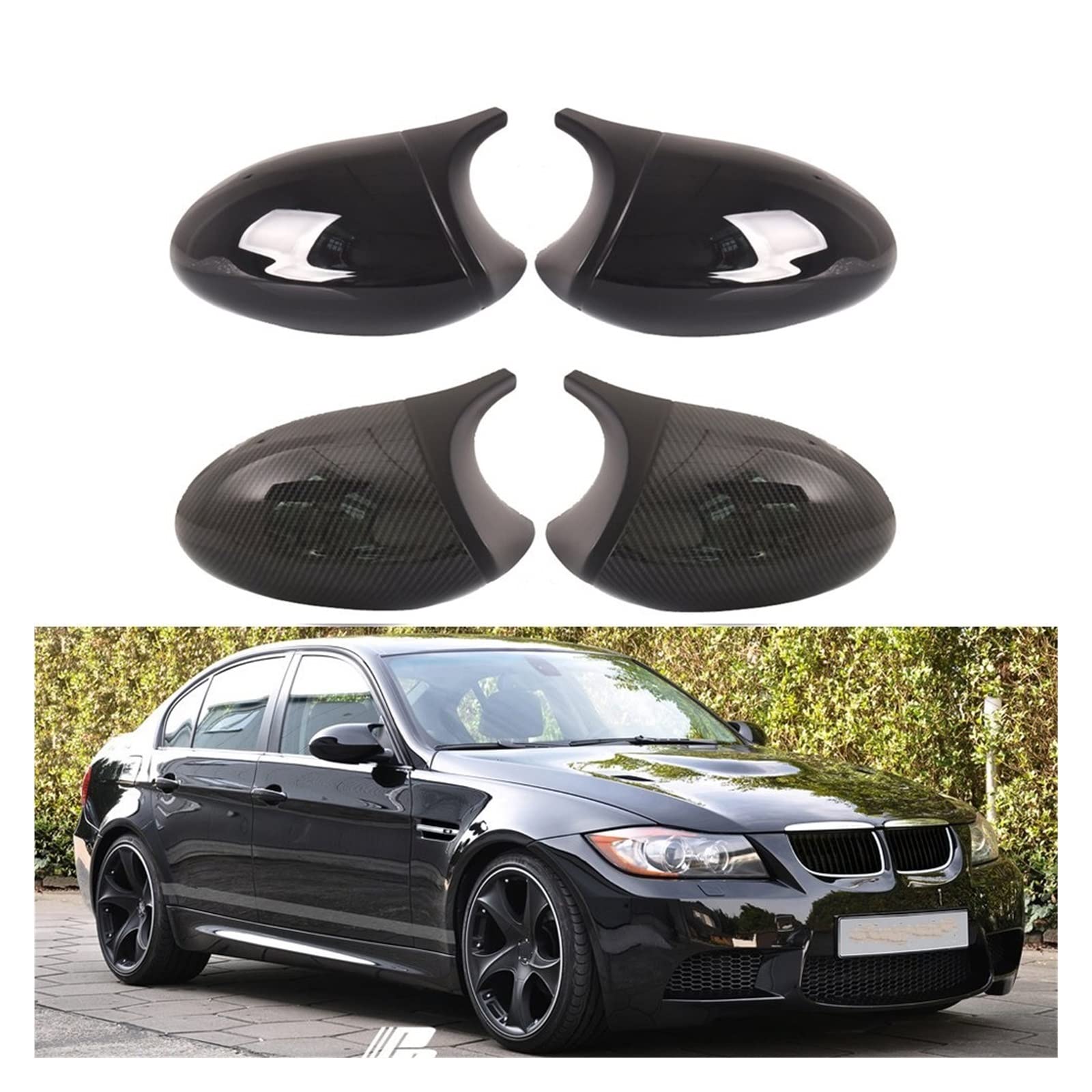 Rückspiegelkappe Carbon Look Für BMW 1er/3er E90 E91 E92 E93 E81 E87 E82 E88 - Glänzend Schwarz