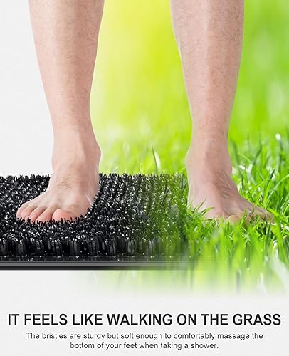 Miniatura 5 de OTHWAY Tapete antideslizante para bañera 25.6 x 13.4 pulgadas, resistente pero suave, tapete de baño de drenaje rápido con cerdas suaves para frotar