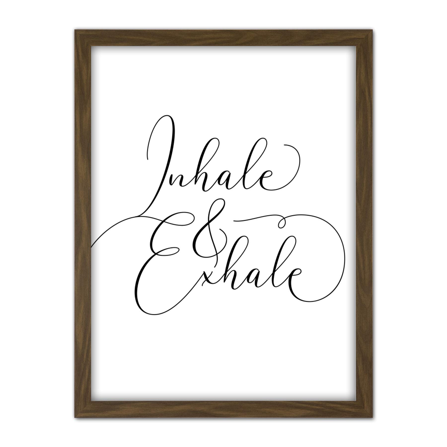 Wee Blue Coo Inhale And Exhale Modern Typography Artwork Framed Wall Art Print 18X24 Inch