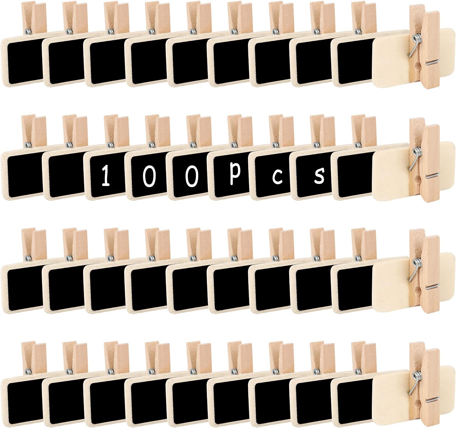 Mini Chalkboard, 100pcs Wooden Chalkboard, Mini Display Board with Clip, Mini Memo Boards, Mini Chalkboard for Memo, Wedding Food Label (Rectangle Shape)