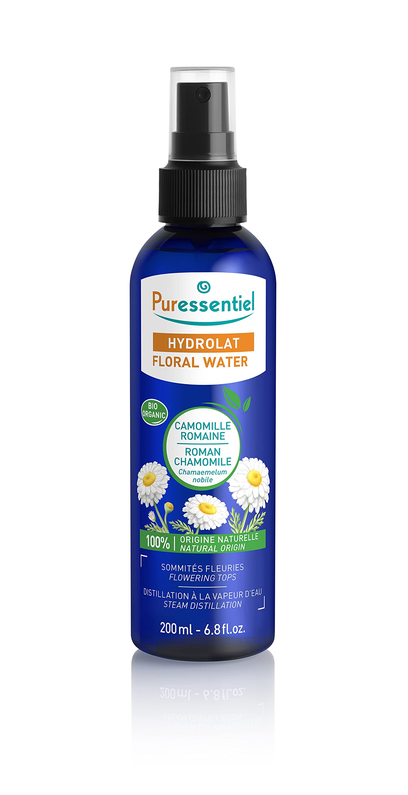 Puressentiel – Hydrolat de Camomille Romaine BIO – 100 pourcent Pure et naturelle - Ecocert – Peaux sensibles & irritées – Calme et apaise – Fabrication française - 200 ml