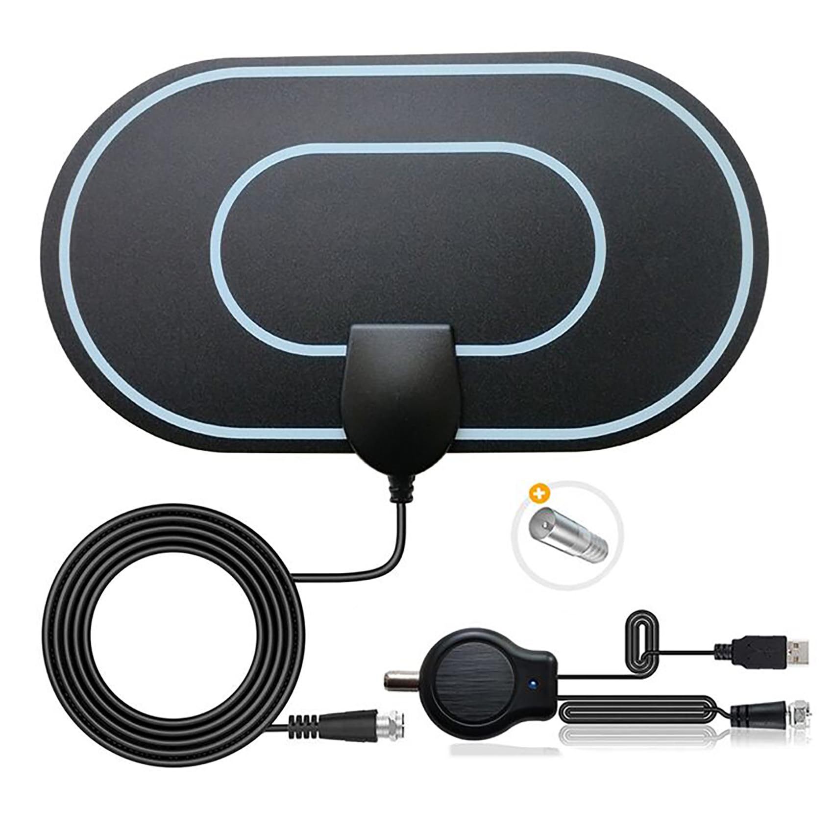 Antenna TV Digitale Interna Con Amplificatore - Supporto 4K 1080p Cavo 5m