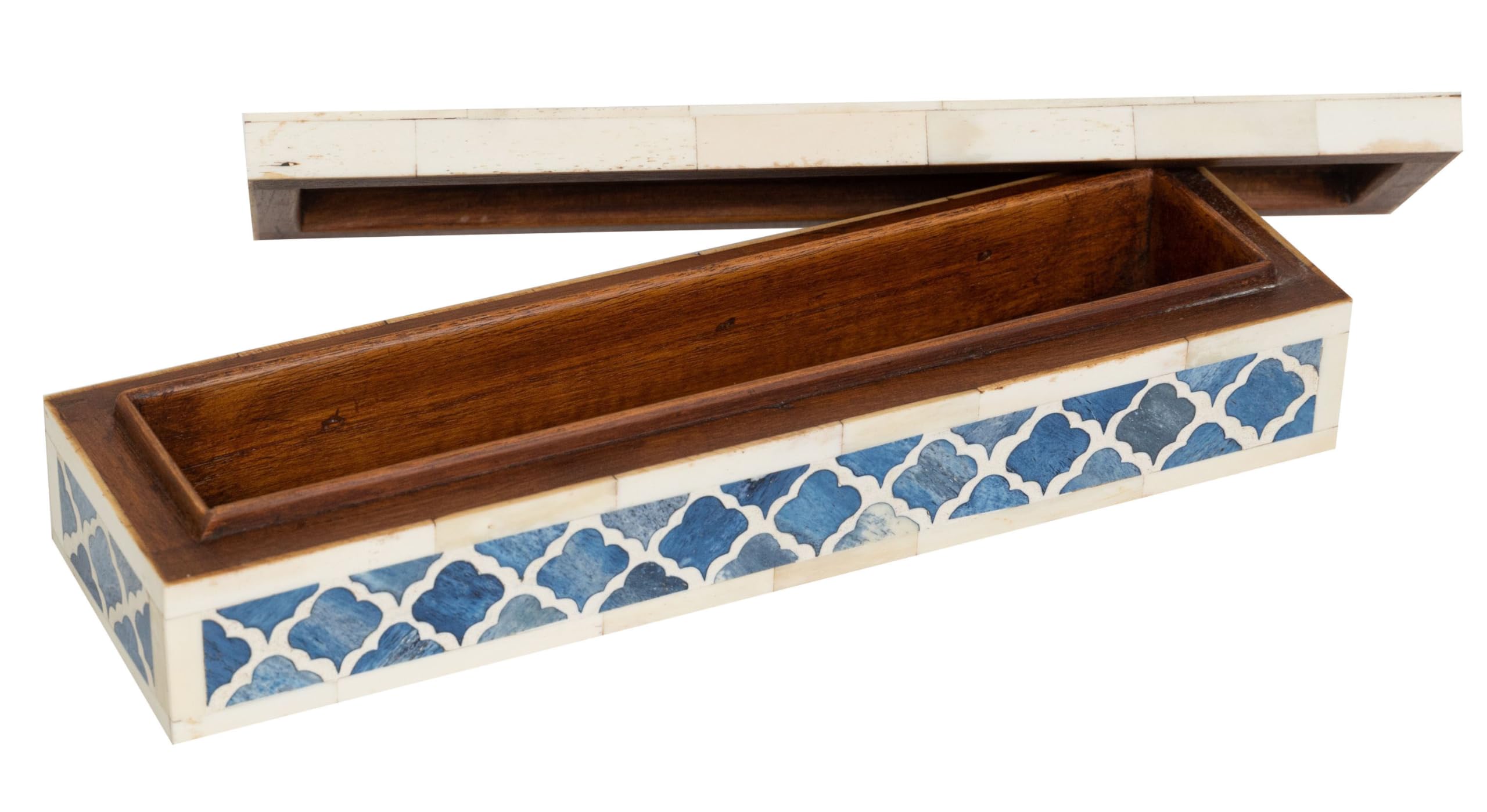Biscottini Caja de madera y hueso 30 x 8 x 7 cm – Caja de recuerdos – Caja de madera decorada – Caja para objetos de madera